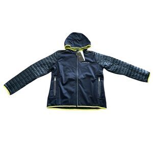 Porsche Design NWT Women’s Softshell Hooded Windbreaker Jacket Navy Yellow US L